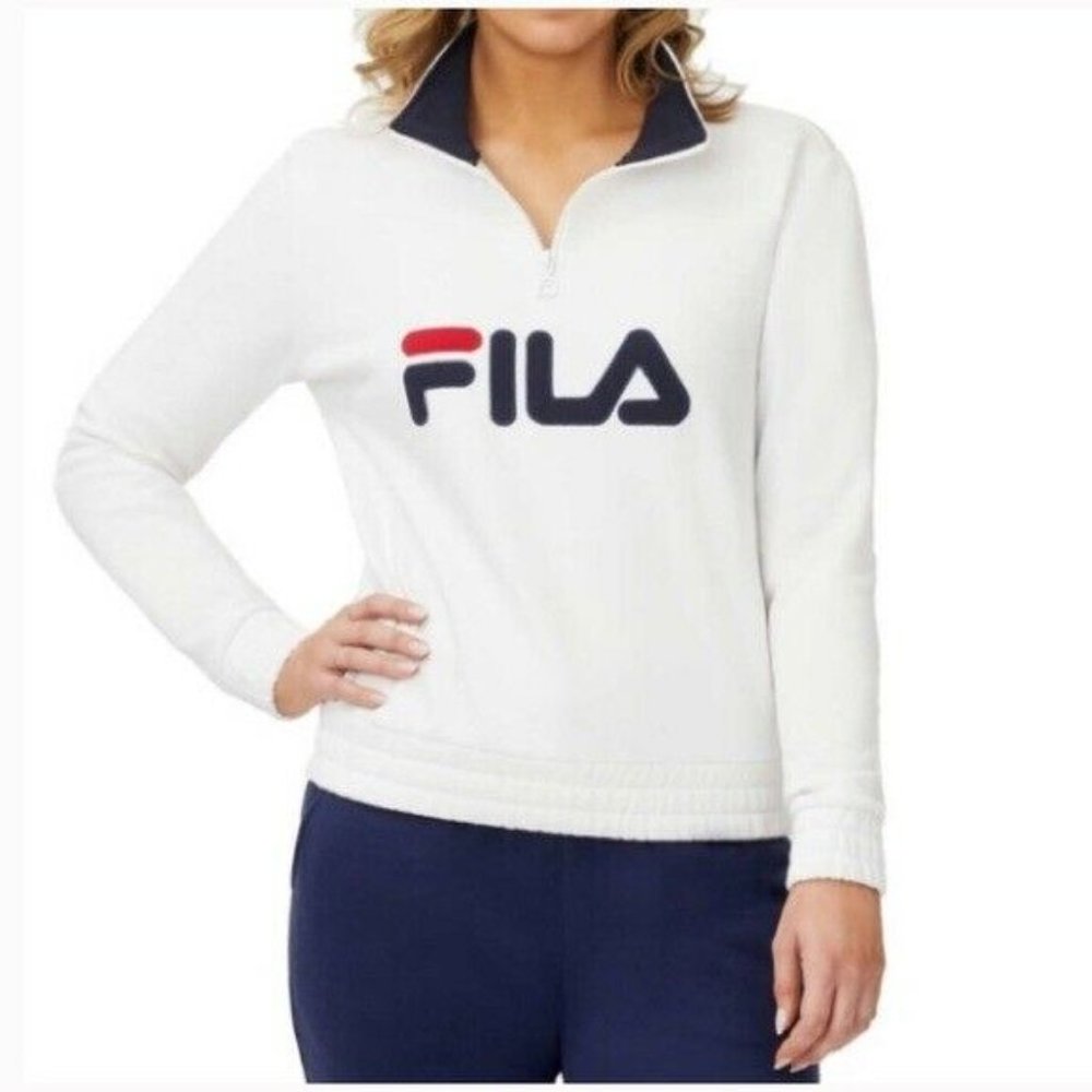 FILA Women's Large Logo Quarter Zip Pullover Sweat - Picture 1 of 4